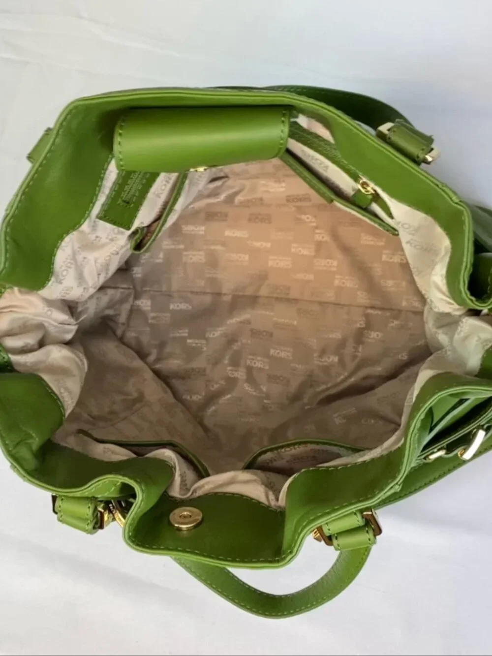 Michael Kors Hamilton Green Leather Satchel | Buckle Top Handle | 💚Brenna - Picture 13 of 13